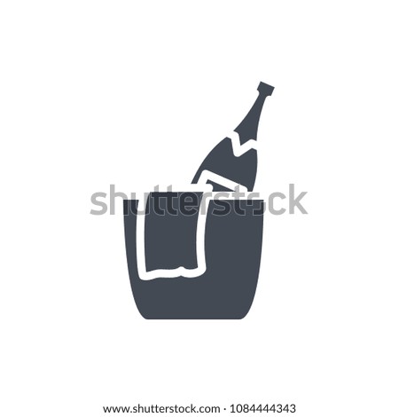 Ice bucket champagne silhouette restaurant icon illustration raster