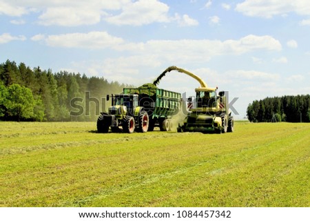 Mowing grass harvester