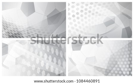 Set of four football or soccer abstract backgrounds with big ball in gray colors Royalty-Free Stock Photo #1084460891