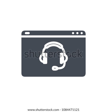 Web headphones silhouette business support service raster illustration icon