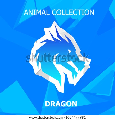 Abstract polygonal head of a dragon with low poly colorful background. Vector Illustration. Low poly stylized silhouette for poster, clothes, t-shirt design, company branding.