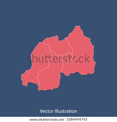 Rwanda map - High detailed color map of Rwanda. flat design style, clean and modern. Vector illustration eps 10