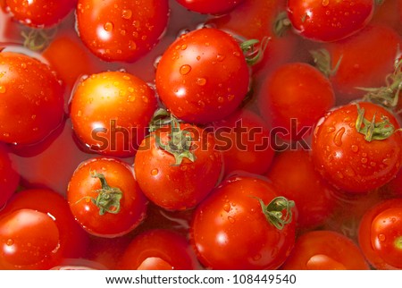 Fresh tomatoes in water