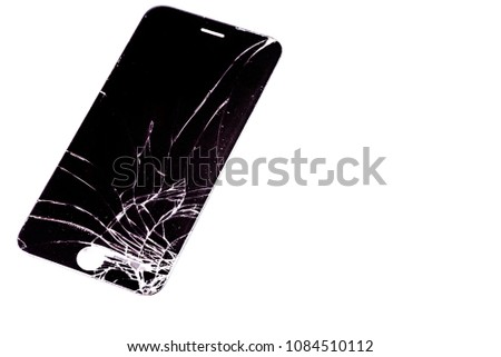 The Smartphone screen broken and need to repair smartphone(isolated on white background)