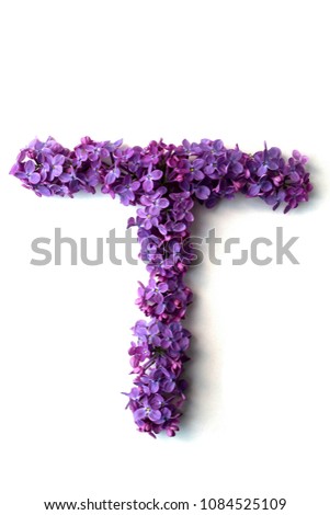 Flower alphabet of lilacs on a white background