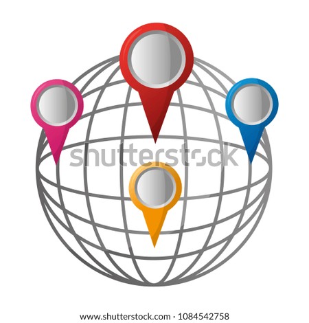 world globe map pointers gps navigation