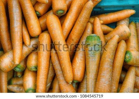 Organic carrot in supermarket. Food background.