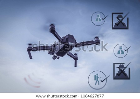 Abstract design System detector drone high resolution digital camera on the sky