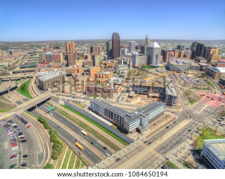 St. Paul is the State Capitol of Minnesota seen from above by Drone
