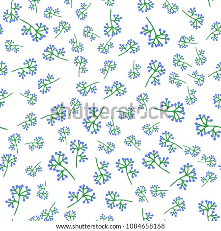 Simple floral pattern with branches on a white background. For paper, textiles. Vector stock.