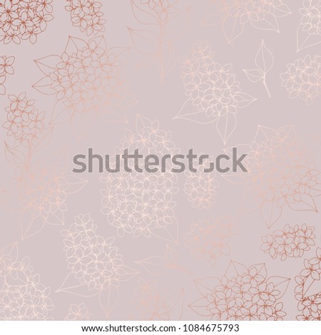 Pattern with a lilac with imitation of rose gold. Vector decorative background