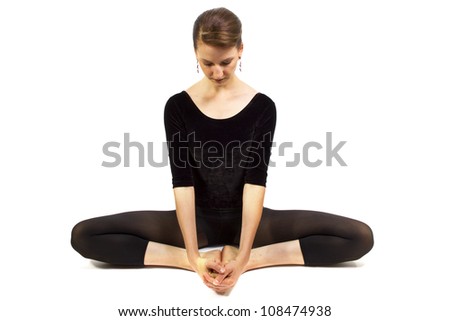 dancer yoga stretching and isolated on white background