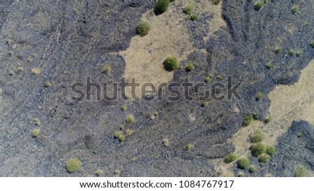 Aerial top down view picture of volcanic landscape