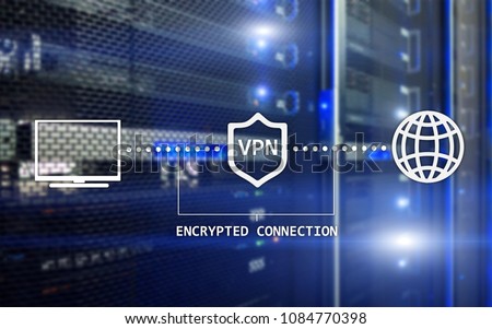 Virtual private network, VPN, Data encryption, IP substitute. Royalty-Free Stock Photo #1084770398
