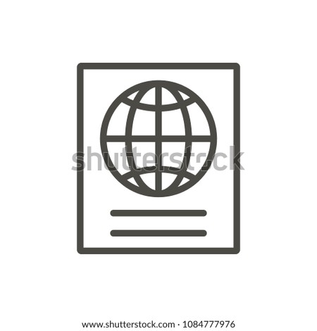 Passport icon vector. Lineidentity  document symbol isolated. Trendy flat outline ui sign design. Thin linear graphic pictogram for web site, mobile app. Logo illustration. Eps10.
