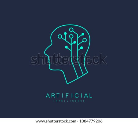 Artificial Intelligence Logo. Vector Icon Artificial Intelligence, Logotype, Symbol. Concept of Machine Learning, Artificial Intelligence