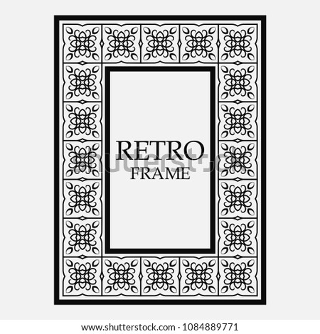 Vintage ornamental decorative label frame. Retro template for design