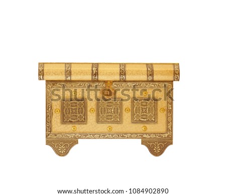Chest gold isolated on white background.