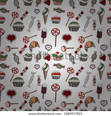 New year Vector illustration. Wrapping paper for Christmas gifts. Christmas vector seamless pattern with candies on white, black and gray background.