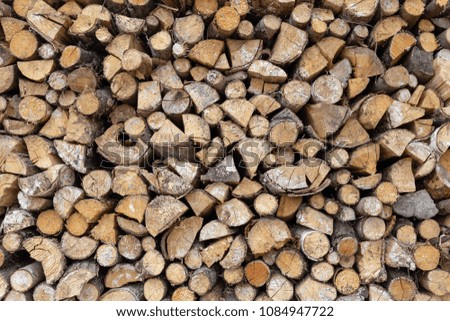 Pile of wood logs ready for winter.