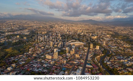 Beautiful aerial view of the city  in Costa Rica 