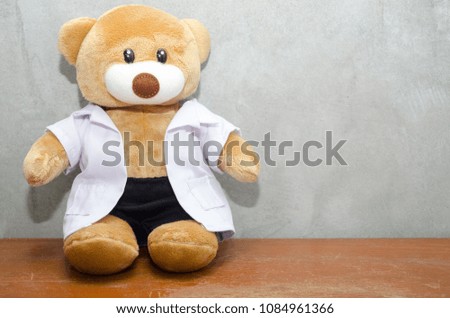 Bear on wooden table