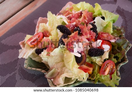 One salad on the table, stock photo
