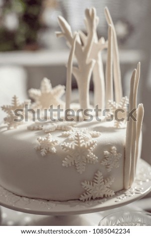 Close up of a white cake