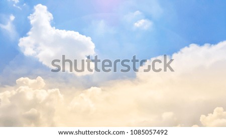 white cloudy and blue sky in soft pastel color