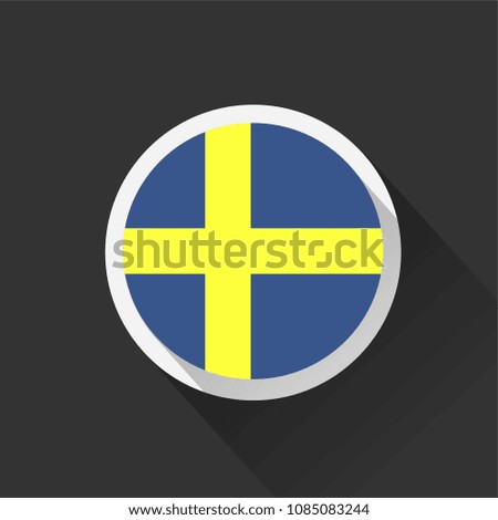 Sweden national flag on dark background. Vector illustration.