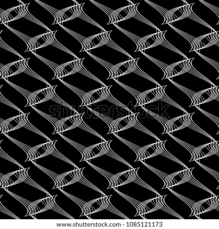 Design seamless monochrome decorative pattern. Abstract lines textured background. Vector art. No gradient