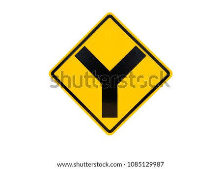 yellow Traffic Signs” Three separate “ isolated at on white background of file with Clipping Path .