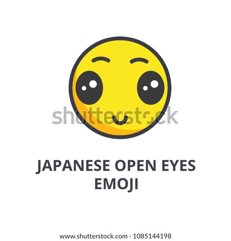 japanese open eyes emoji vector line icon, sign, illustration on background, editable strokes