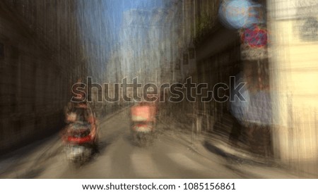 blurry street scene