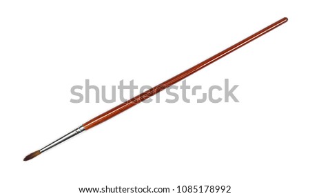 Paintbrush isolated on white background, top view