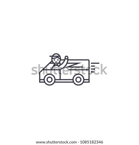 fast delivery service vector line icon, sign, illustration on background, editable strokes