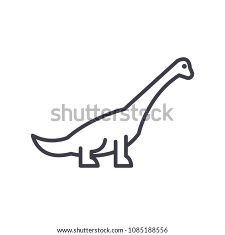 brachiosaurus vector line icon, sign, illustration on background, editable strokes