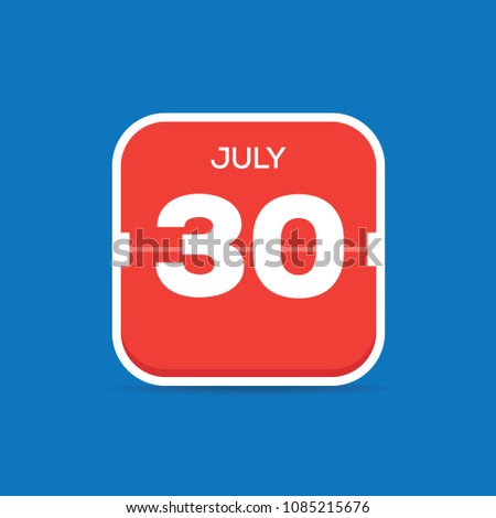 July 30 Calendar Flat Icon