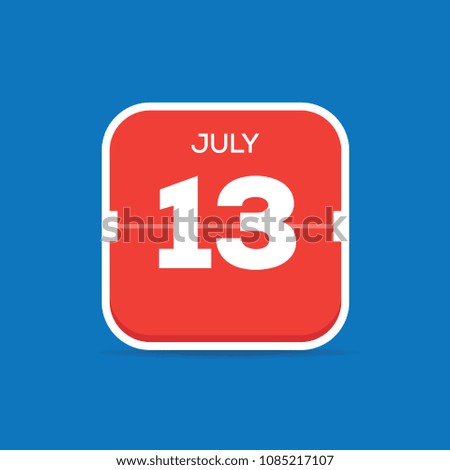 July 13 Calendar Flat Icon