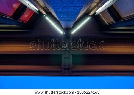 Abstract image of a building detail at night. Urban Geometry