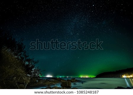 Stars and space dust in night sky background with stars and space dust in the universe. Landscape with gradient star among the galaxy.