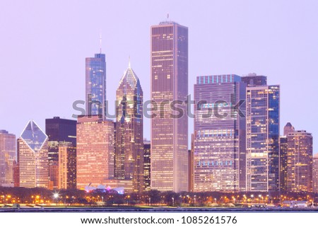 Downtown city skyline, Chicago, Illinois, USA