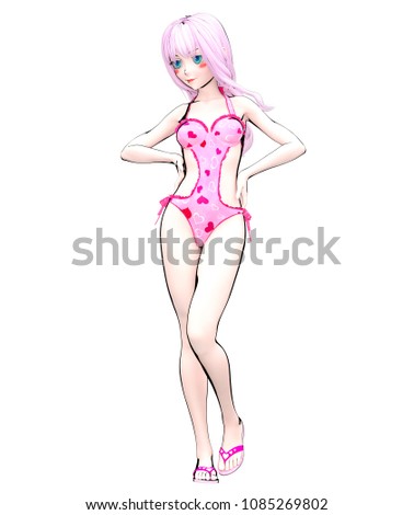 3d Sexy Anime Doll Girl Big Blue Eyes Bright Royalty Free Stock Photo 1048061227 Avopix Com