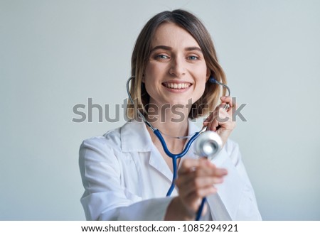 beautiful woman with stethoscope, professional doctor                         