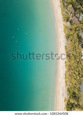 Aerial view: beautiful beach in Thailand. Beautiful background with colors.