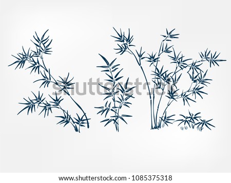 bamboo japanese paint style design sketch design element vector
 Royalty-Free Stock Photo #1085375318