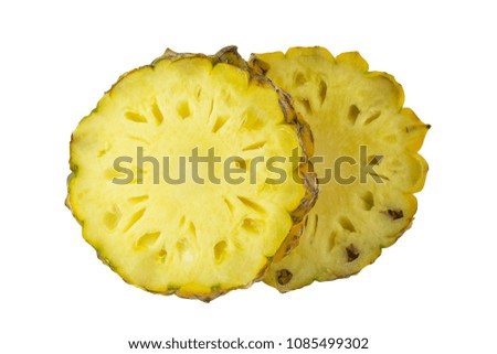 Pineapple slice isolated on white background with clipping path