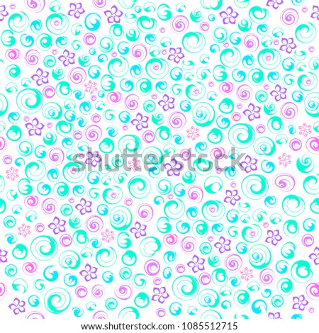 Vector seamless floral pattern of modern coloring on a white background