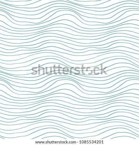 Seamless hand drawn pattern with blue waves