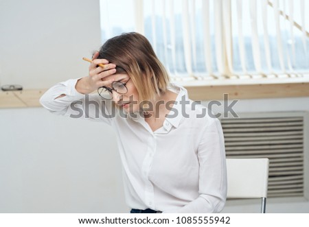 Business woman, workplace, fatigue                            